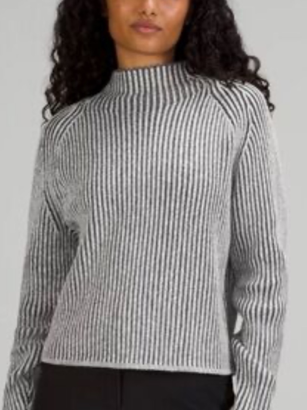 lululemon athletica Gray Ribbed Cashmere blend Mock-Collar Sweater
